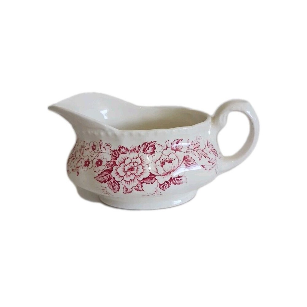 Vintage Grindley Printemps Floral Transferware Gravy Boat English Countryside
